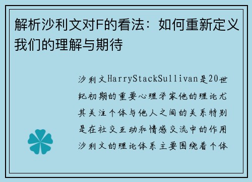 解析沙利文对F的看法：如何重新定义我们的理解与期待